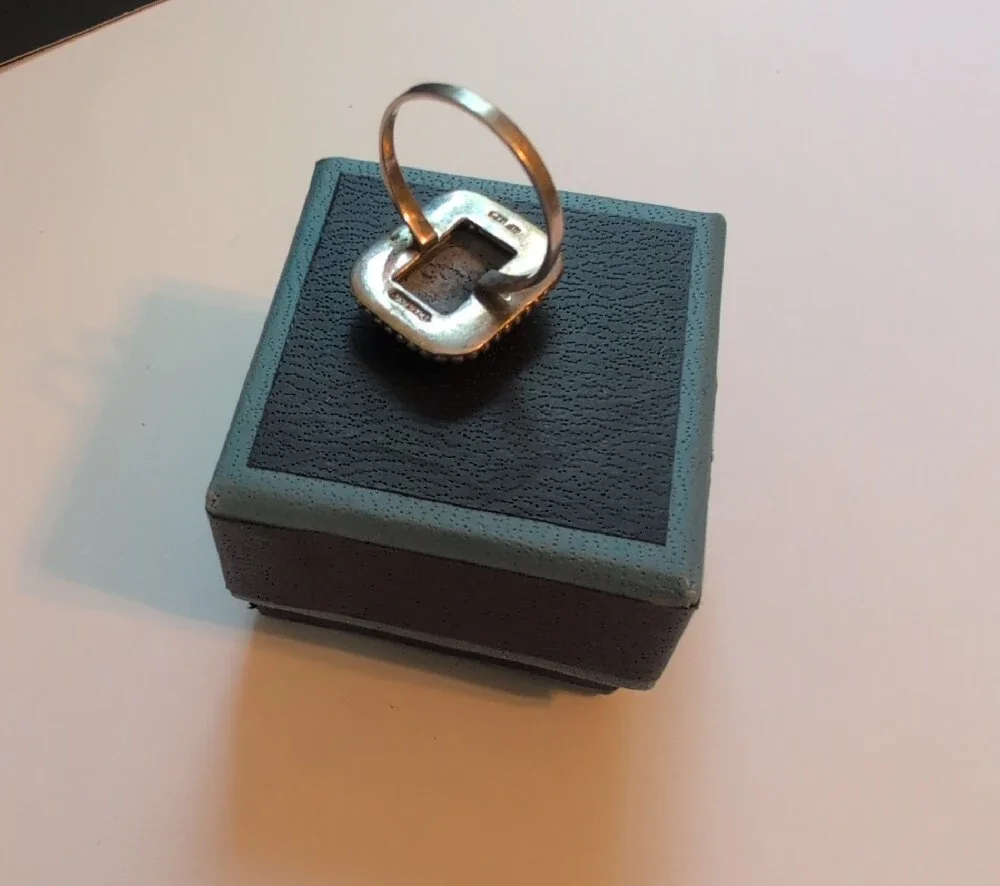 Sterling Silver And Lapis Lazul Frame Ring